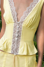 Lace Ruffle Sleeveless Tie Cami Top image 2