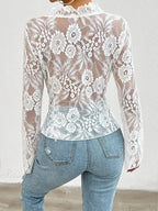 Lace See-Through Sexy Long Sleeve Blouse image 2