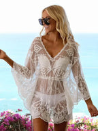 Lace See Through V-Neck Mini Cover Up image 4