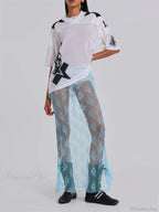 Lace Sheer Maxi Split Sexy See Through Cover Up Beach Skirt image 4