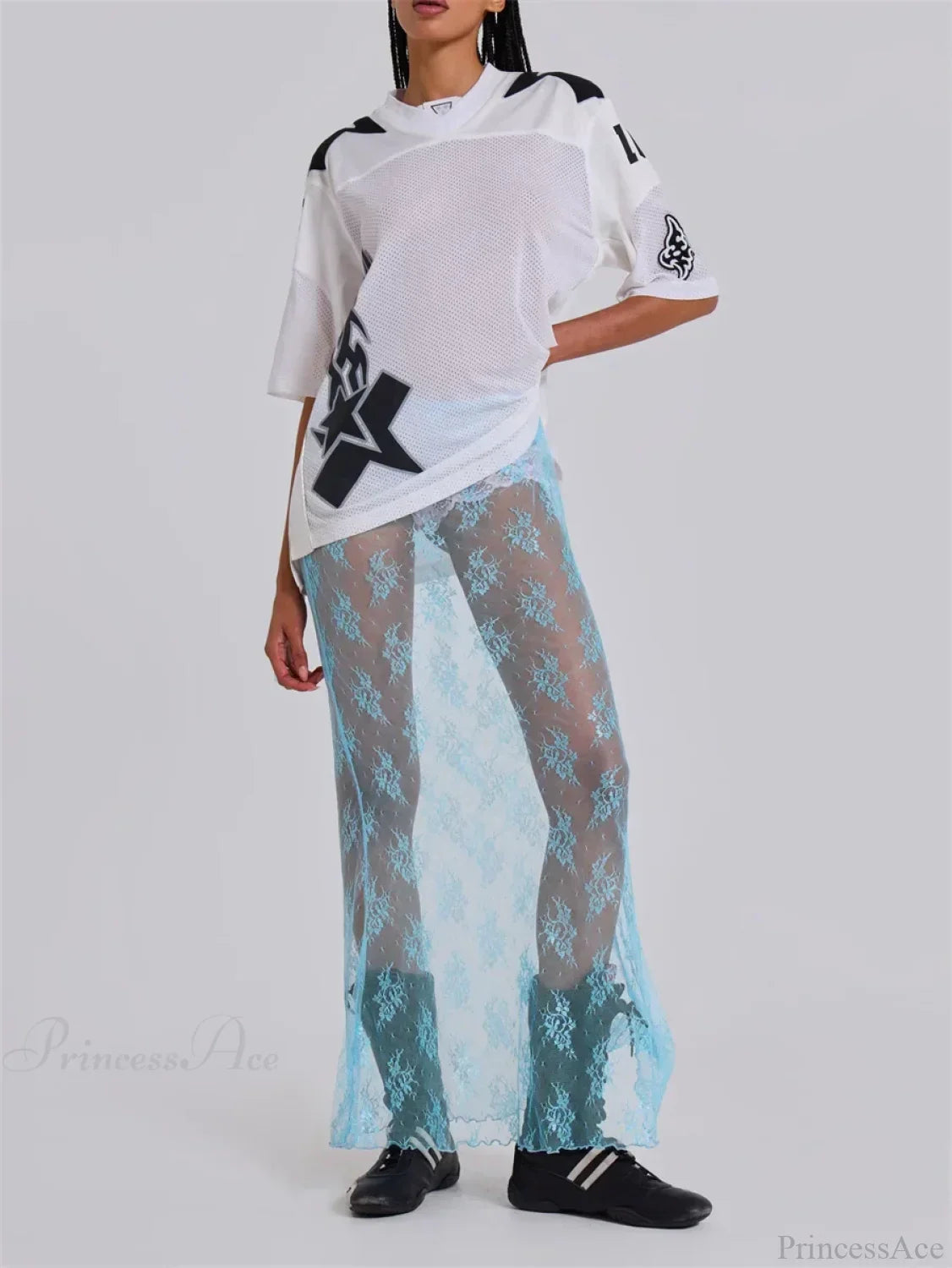 Lace Sheer Maxi Split Sexy See Through Cover Up Beach Skirt image 4