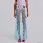 Lace Sheer Maxi Split Sexy See Through Cover Up Beach Skirt image 1