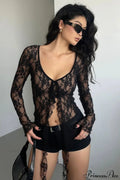 Lace Sheer Tie Cardigan Blouse image 1