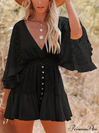 Lace Short Mini Summer Dress with Bat Sleeve image 4