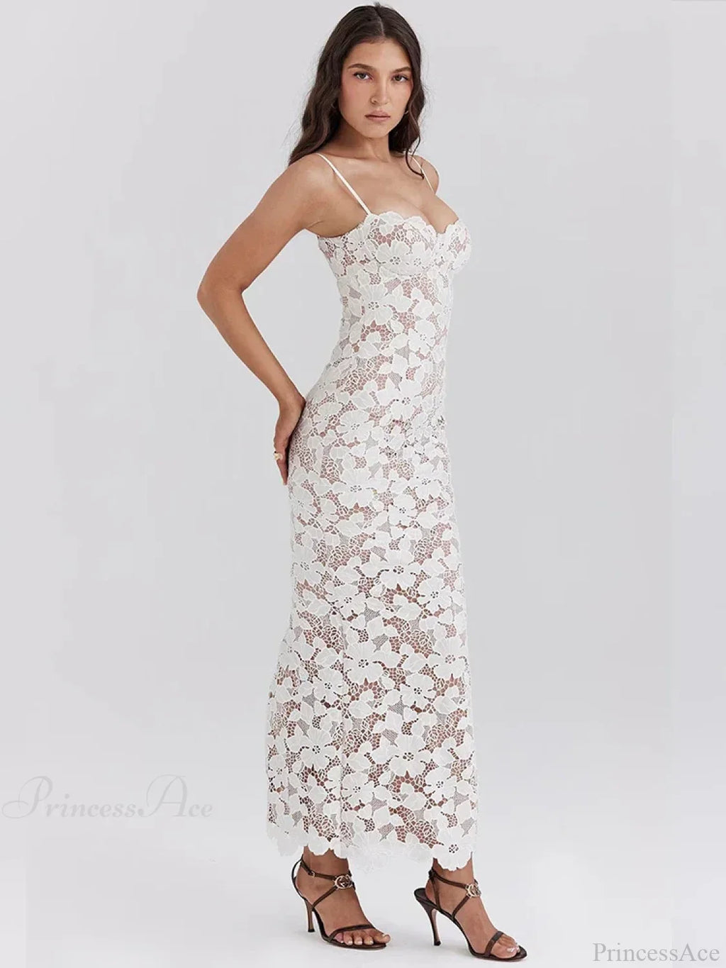 Lace Slim Bodycon Maxi Vacation Dress image 4