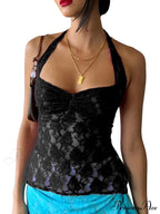 Lace Solid Chic Basic Casual Slim Fit Summer Stylish Elegant Crop Top image 1