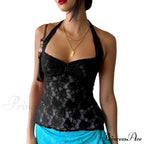 Lace Solid Chic Basic Casual Slim Fit Summer Stylish Elegant Crop Top image 16