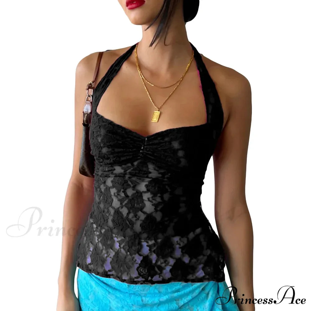 Lace Solid Chic Basic Casual Slim Fit Summer Stylish Elegant Crop Top image 16
