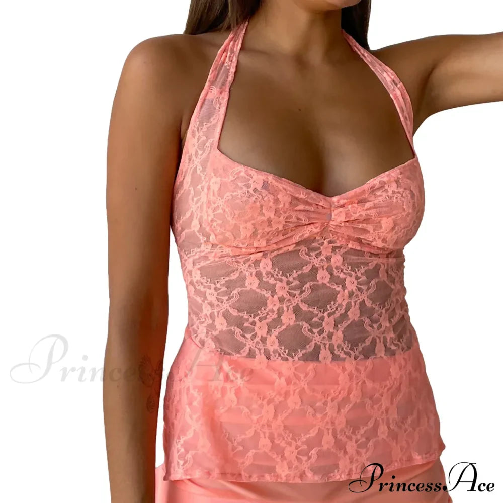 Lace Solid Chic Basic Casual Slim Fit Summer Stylish Elegant Crop Top image 9