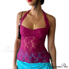 Lace Solid Chic Basic Casual Slim Fit Summer Stylish Elegant Crop Top image 8