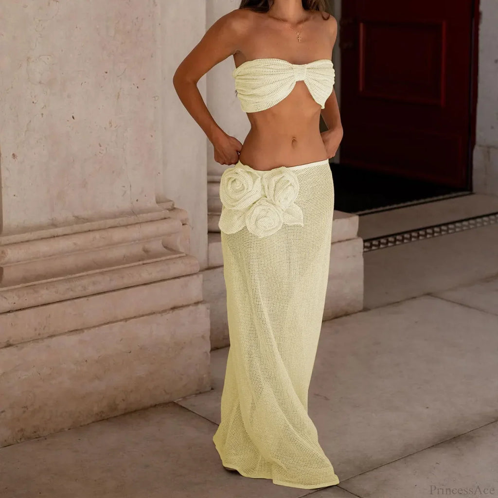 Lace Solid Strappy Skirt Three Piece Swimsuit image 8