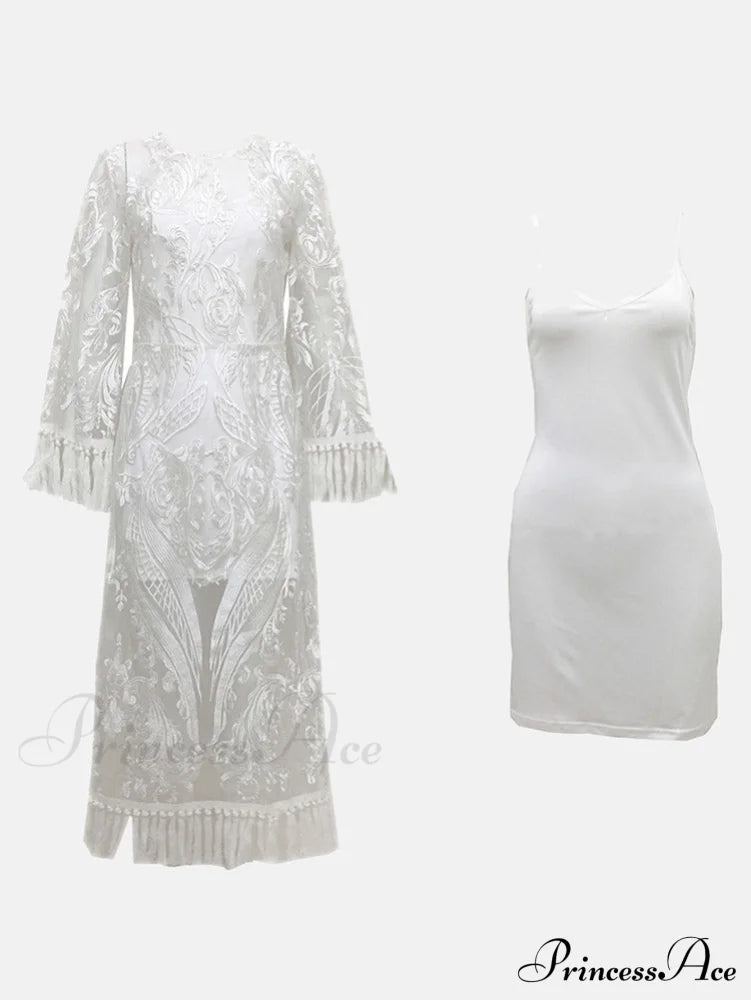 Lace Spaghetti Graceful Strap Irregular Dress image 8