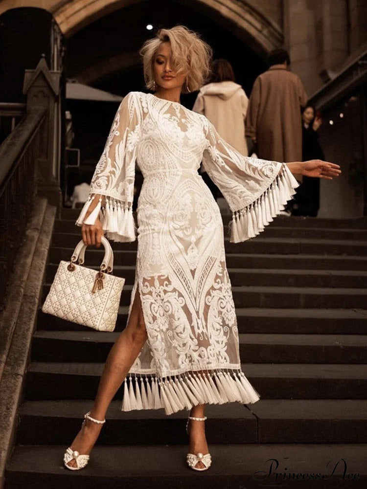 Lace Spaghetti Graceful Strap Irregular Dress image 1