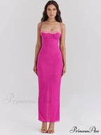 Lace Spaghetti Strap Charming Mesh Midi Dress image 1