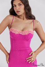 Lace Spaghetti Strap Charming Mesh Midi Dress image 9