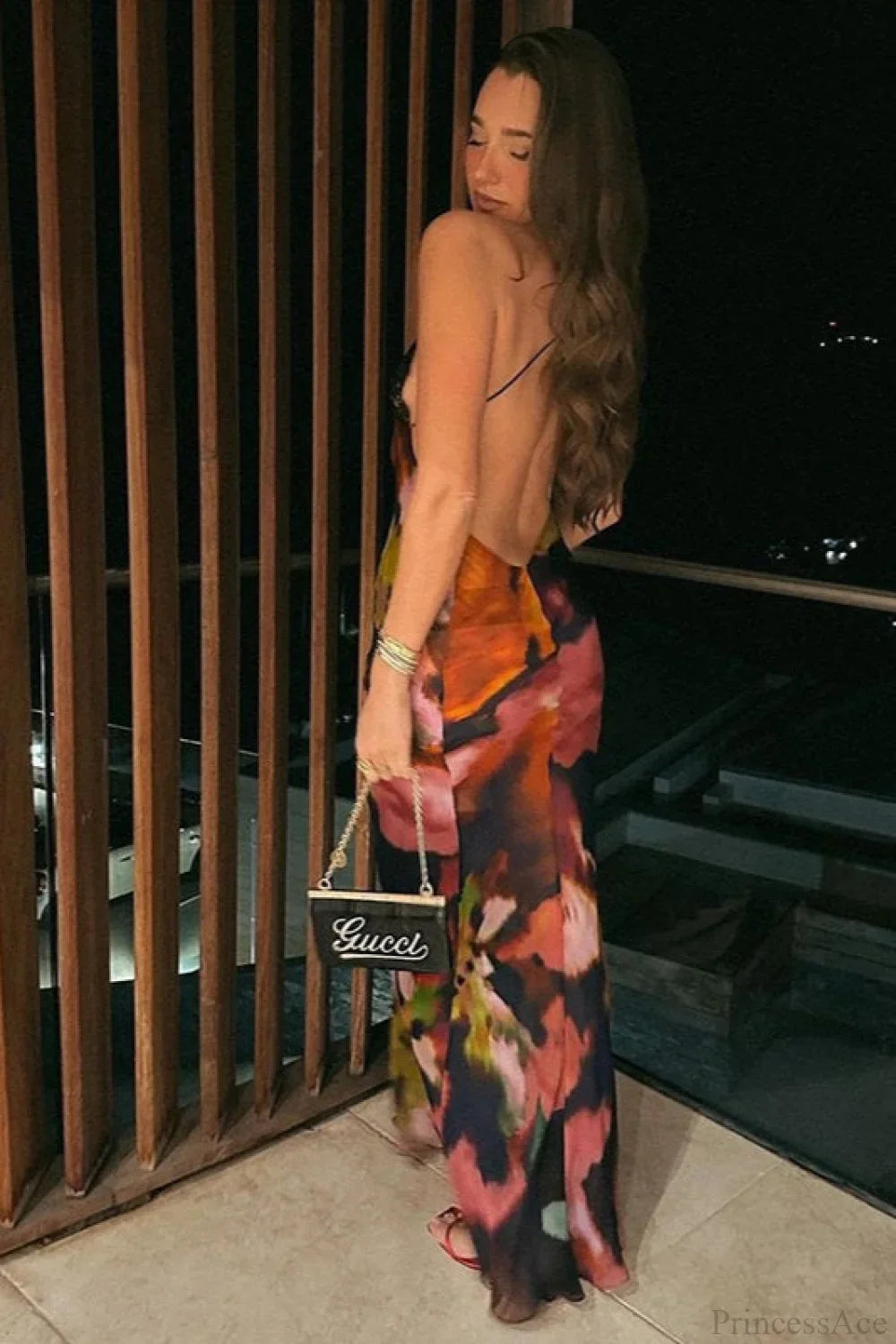 Lace Spaghetti Strap Holiday Maxi Dress image 3