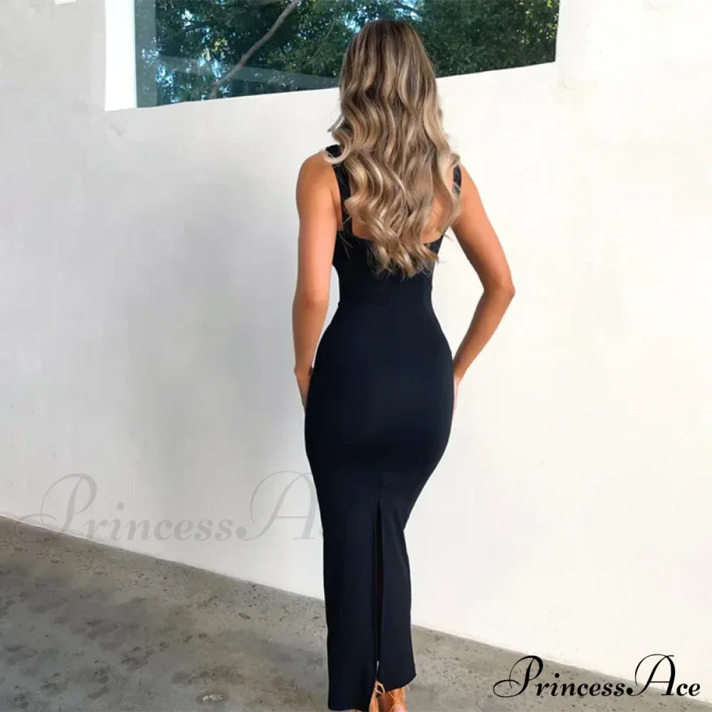 Lace Spliced Backless Elegant Tie Front Gown Slit Summer Vestidos Midi Dress image 3