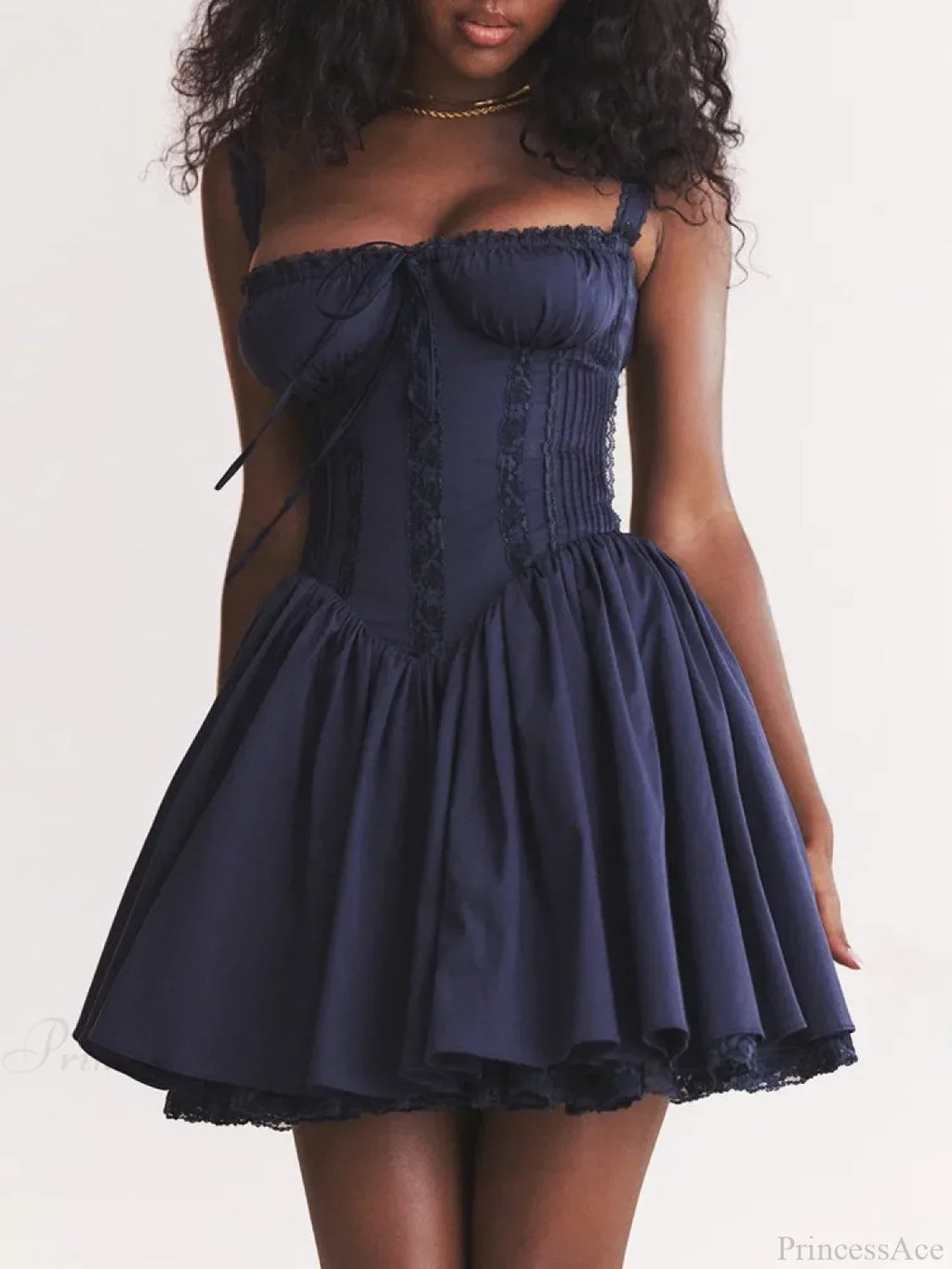 Lace Splicing Strap Mini Dress image 4