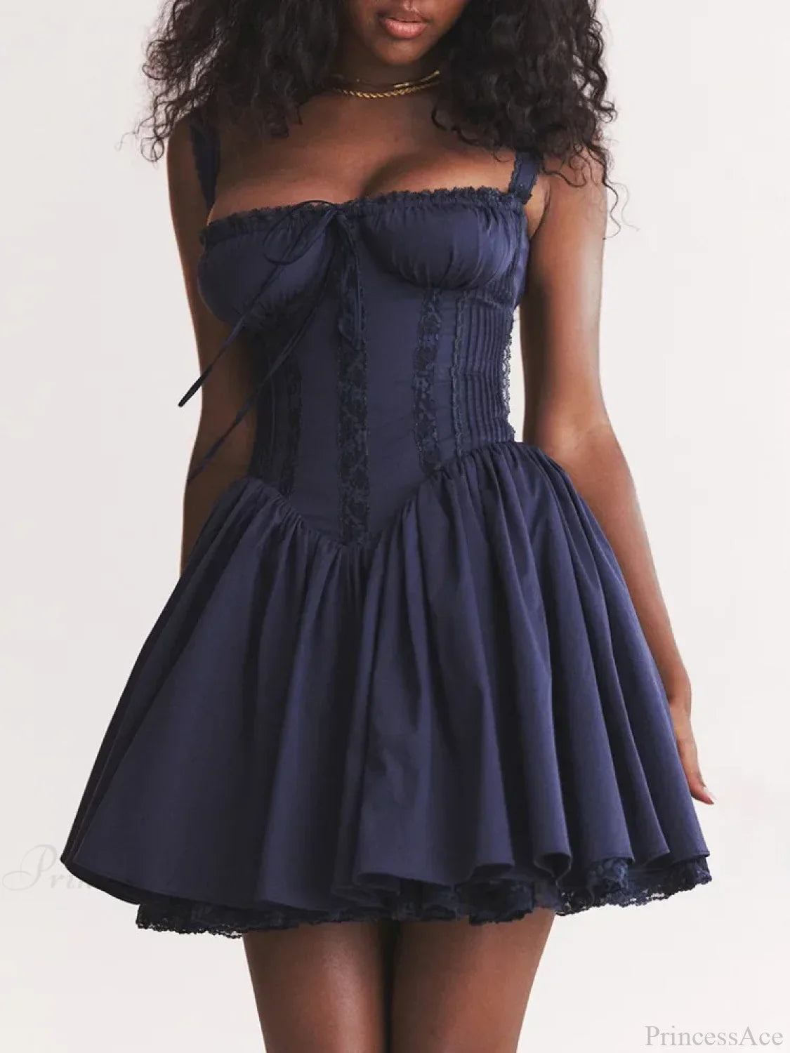 Lace Splicing Strap Mini Dress image 4