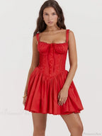 Lace Splicing Strap Mini Dress image 3