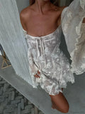 Lace Square Collar See-Through Mini Dress image 1