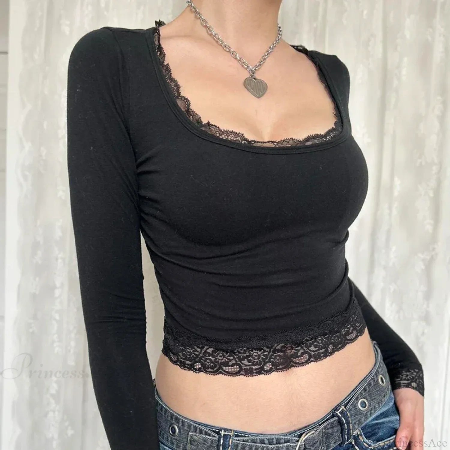Lace Stitched Knit Top image 2