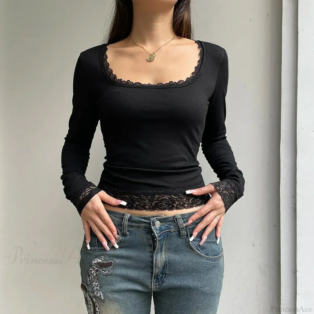 Lace Stitched Knit Top image 3