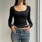Lace Stitched Knit Top image 3