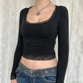 Lace Stitched Knit Top image 1