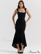 Lace Textured Strap Charming Wrap Midi Dress image 6