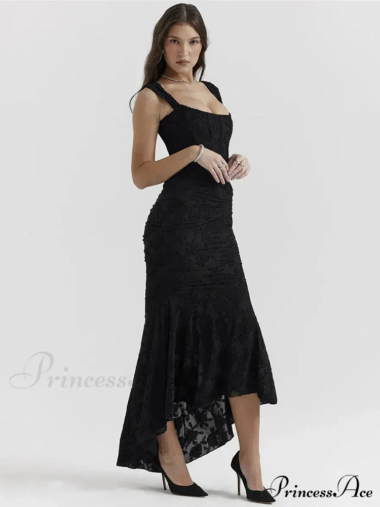 Lace Textured Strap Charming Wrap Midi Dress image 8