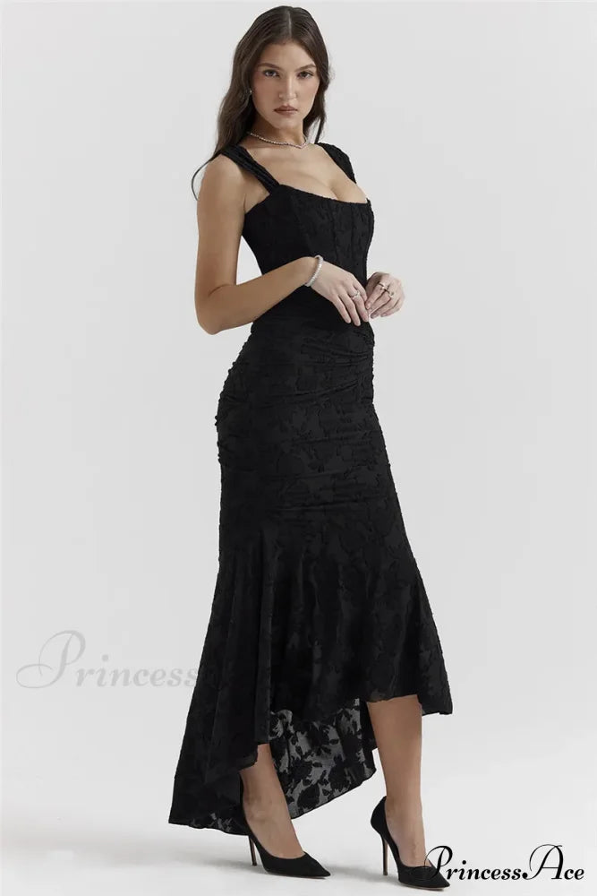 Lace Textured Strap Charming Wrap Midi Dress image 35