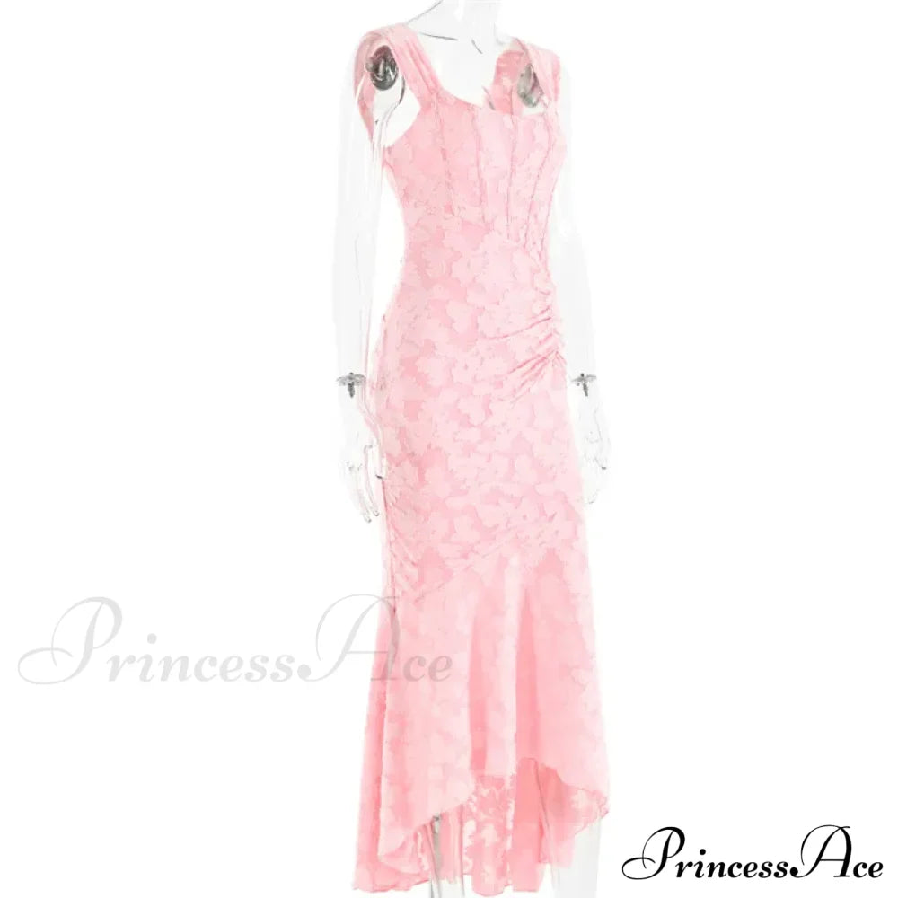 Lace Textured Strap Charming Wrap Midi Dress image 12