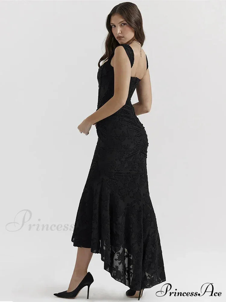 Lace Textured Strap Charming Wrap Midi Dress image 9
