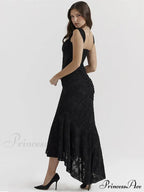 Lace Textured Strap Charming Wrap Midi Dress image 9