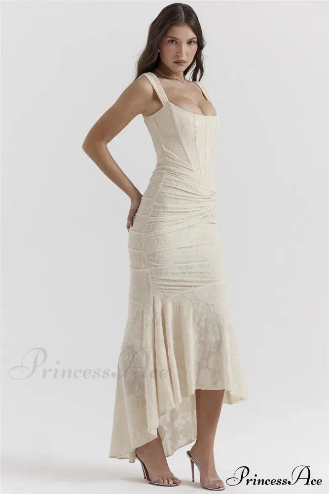 Lace Textured Strap Charming Wrap Midi Dress image 24