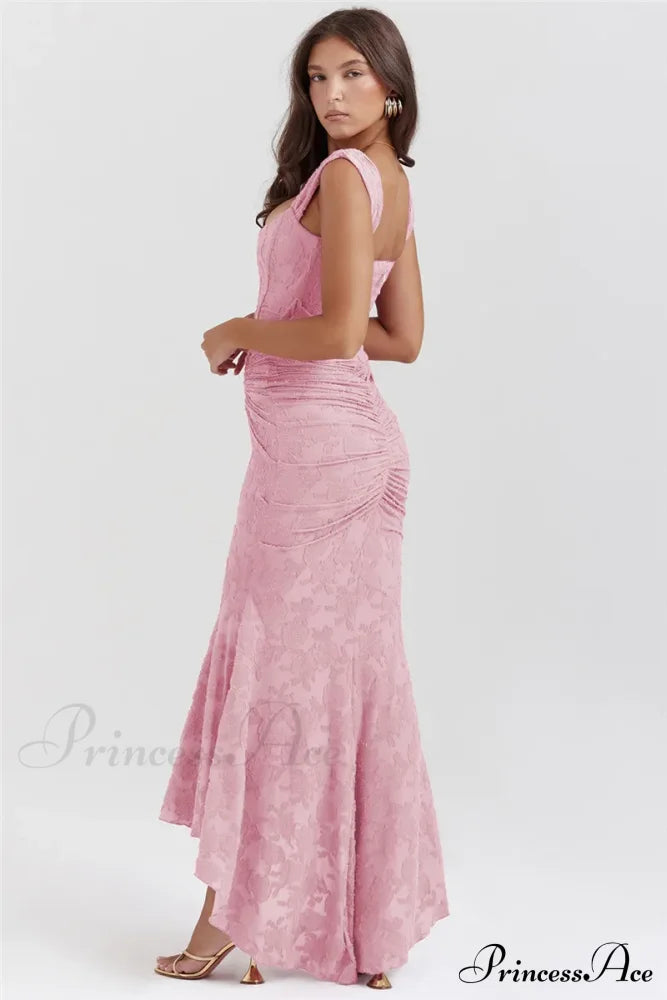 Lace Textured Strap Charming Wrap Midi Dress image 5