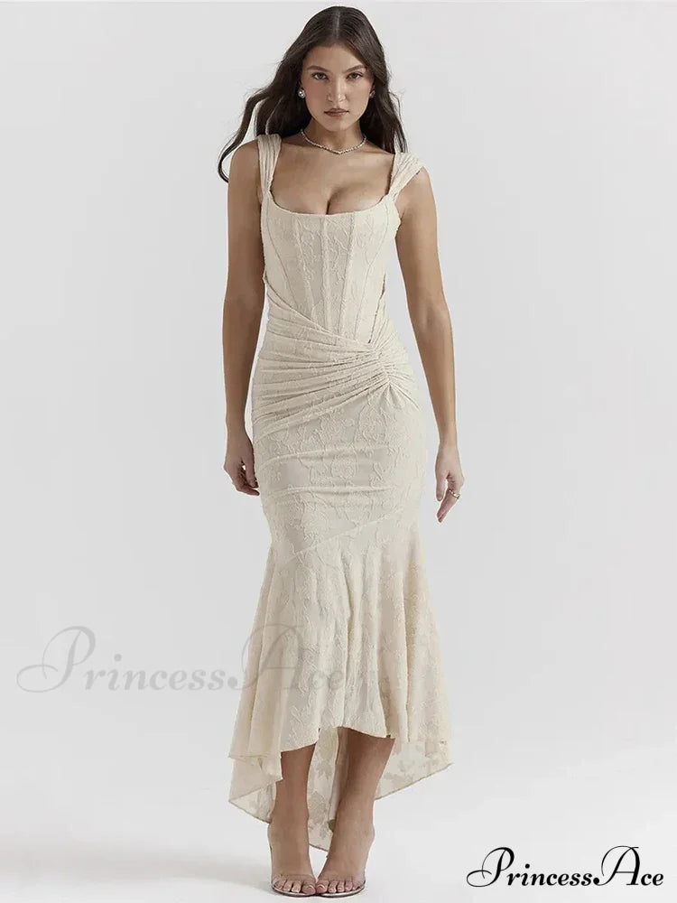 Lace Textured Strap Charming Wrap Midi Dress image 10