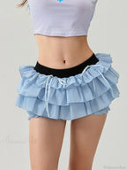 Lace Tiered Bow Skort Short image 1