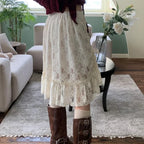 Lace Transparent Vintage Drawstring Bandage Skirt image 2