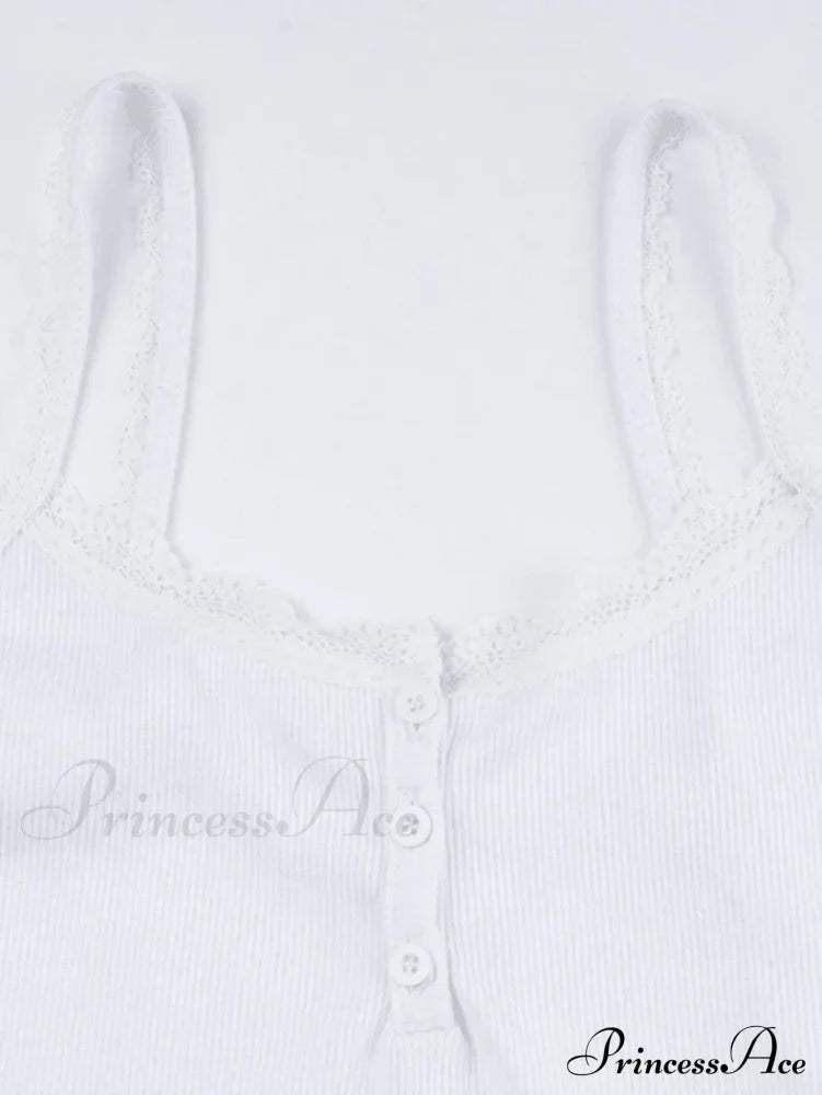 Lace Trim Button Trendy Up Cami Top image 4