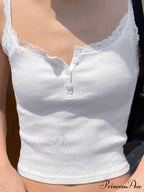 Lace Trim Button Trendy Up Cami Top image 1