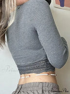 Lace Trim Graceful Gray Tank Top image 3