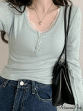 Lace Trim Graceful Knit Crop Top image 1