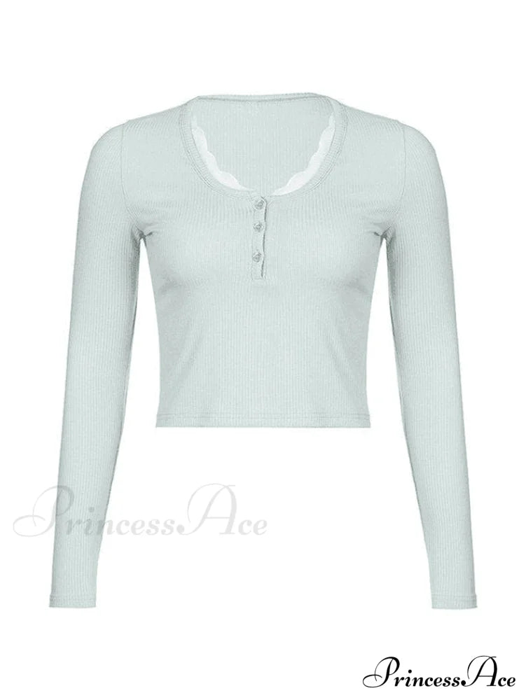 Lace Trim Graceful Knit Crop Top image 5