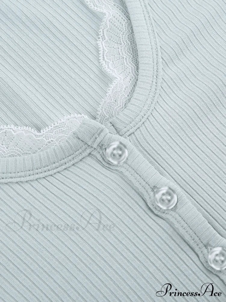 Lace Trim Graceful Knit Crop Top image 7
