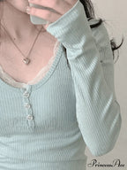 Lace Trim Graceful Knit Crop Top image 4