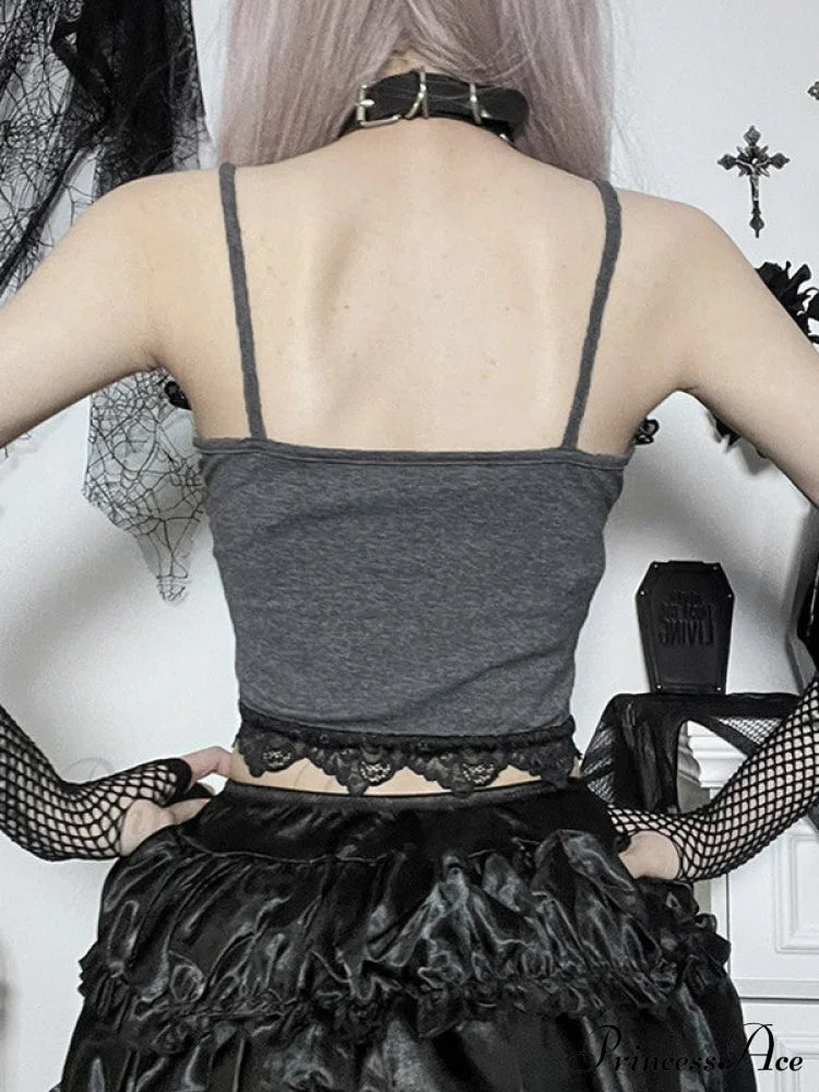 Lace Trim Mesh Trendy Bow-Knot Cami Top image 5