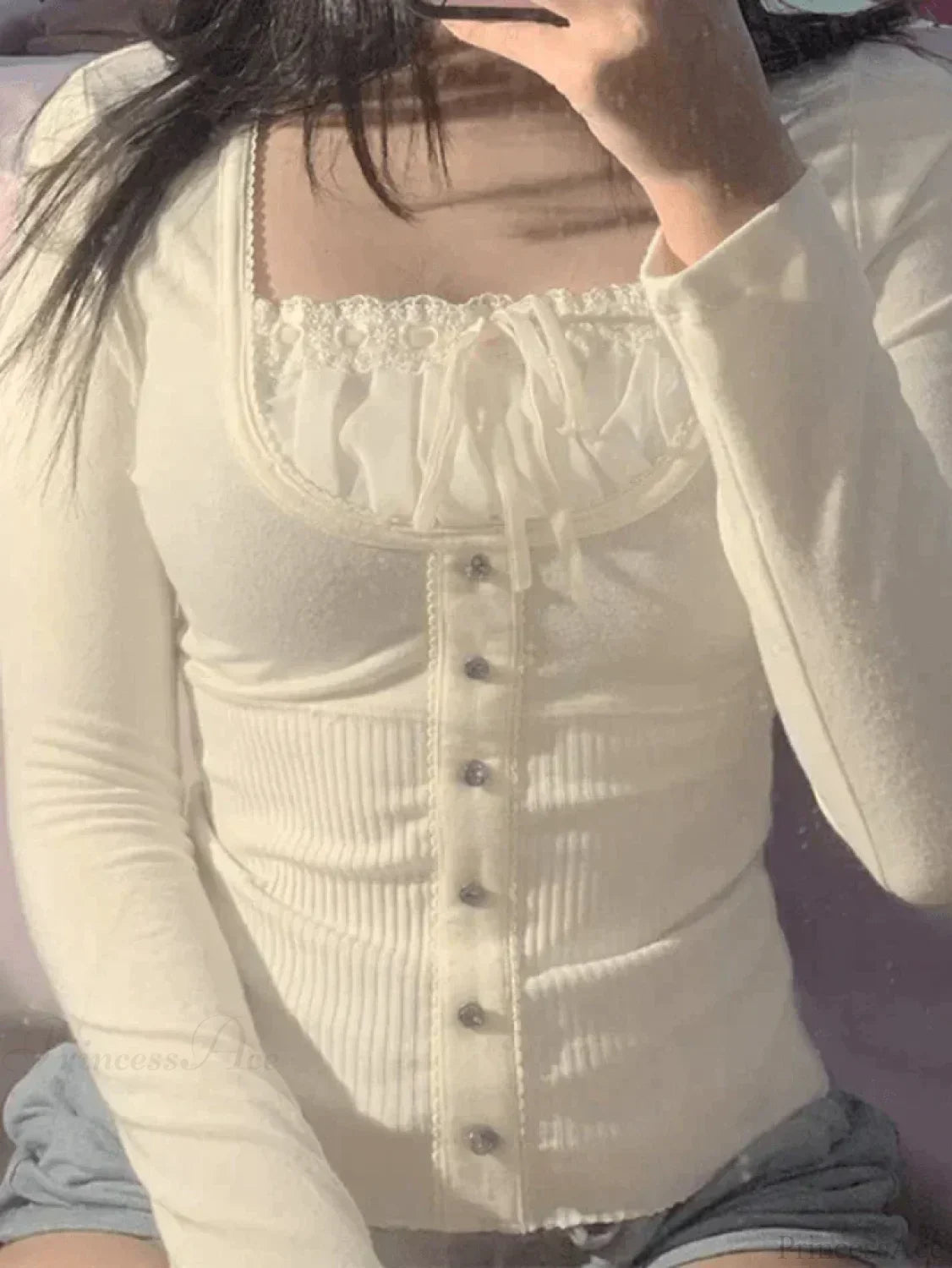 Lace Trim Padded Trendy Ribbed Crop Cami Top image 1