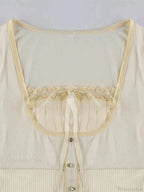 Lace Trim Padded Trendy Ribbed Crop Cami Top image 3